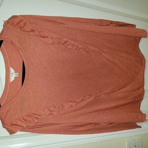 NWT 2X Terra & SKY LONG SLEEVE RUFFLE KNIT TOP